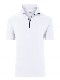 Weißes Zip-Shirt für Herren aus strapazierfähigem Piqué mit Reißverschluss und Regular Fit